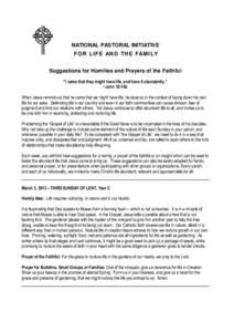 National Pastoral Initiative - Suggestions for life and family - March 2013