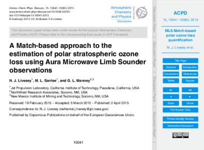 This discussion paper is/has been under review for the journal Atmospheric Chemistry and Physics (ACP). Please refer to the corresponding final paper in ACP if available. Discussion Paper  Atmos. Chem. Phys. Discuss., 15