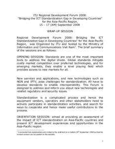 ITU Regional Development Forum 2008:  