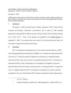 Order Approving Proposed Rule Change to Amend the Government Securities Division and the Mortgage-Backed Securities Division Membership Rules; Rel. No[removed], File No. SR-FICC[removed]