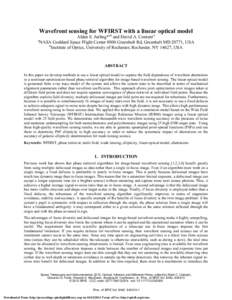 Wavefront sensing for WFIRST with a linear optical model  Alden S. Jurling*ab and David A. Content a a NASA Goddard Space Flight Center 8800 Greenbelt Rd, Greenbelt MD 20771, USA b