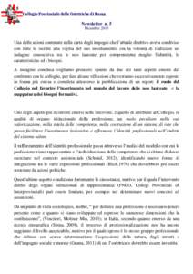 Collegio Provinciale delle Ostetriche di Roma  Newsletter n. 5 DicembreUna delle azioni contenute nella carta degli impegni che l’attuale direttivo aveva condiviso