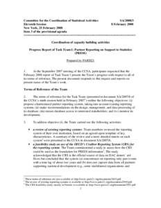 Committee for the Coordination of Statistical Activities SAEleventh Session 8 February 2008 New York, 25 February 2008 Item 3 of the provisional agenda