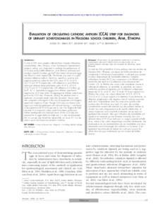 Article available at http://www.parasite-journal.org or http://dx.doi.orgparasiteEVALUATION OF CIRCULATING CATHODIC ANTIGEN (CCA) STRIP FOR DIAGNOSIS OF URINARY SCHISTOSOMIASIS IN HASSOBA SCHOOL CHI