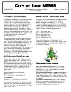 CITY OF IONE NEWS December[removed]Christmas  Published for the community of Ione