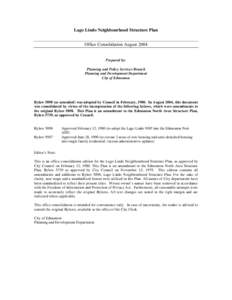 Lago Lindo Neighbourhood Structure Plan Office Consolidation August 2004