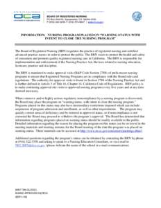 BUSINESS, CONSUMER SERVICES, AND HOUSING AGENCY • GOVERNOR EDMUND G. BROWN JR.  BOARD OF REGISTERED NURSING PO Box, Sacramento, CAPF | www.rn.ca.gov