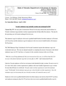 State of Nevada Department of Business & Industry Bruce H. Breslow, Director 1830 College Parkway, Suite 100 Carson City, Nevada[removed]Phone[removed] | Fax[removed]business.nv.gov