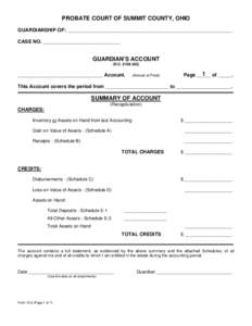 PROBATE COURT OF SUMMIT COUNTY, OHIO GUARDIANSHIP OF: ____________________________________________________________ CASE NO. ____________________________ GUARDIAN’S ACCOUNT (R.C[removed])