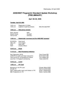 ANSI/NIST Fingerprint Standard Update Workshop