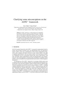 Clarifying some misconceptions on the ASPIC+ framework a Henry Prakken a Sanjay Modgil b Department of Information and Computing Sciences, University of Utrecht and