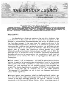 THE BAUDIN LEGACY NEW SL ETTER N O.3 D EC EMBER 2007 THE BAUDIN LEGACY: A NEW HISTORY OF THE FRENCH SCIENTIFIC VOYAGE TO AUSTRALIA[removed])