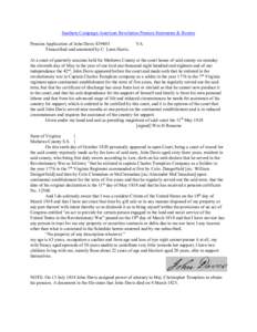 Southern Campaign American Revolution Pension Statements & Rosters Pension Application of John Davis S39403 Transcribed and annotated by C. Leon Harris. VA