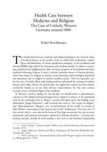 Health Care between Medicine and Religion The Case of Catholic Western Germany around 1800