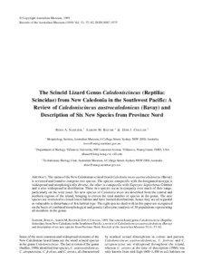 The scincid lizard genus Caledoniscincus (Reptilia: Scincidae) from New Caledonia in the Southwest Pacific: a review of Caledoniscincus austrocaledonicus (Bavay) and description of six new species from Province Nord.