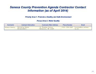 Seneca County Contractor Contact Information
