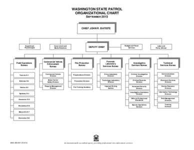 WASHINGTON STATE PATROL ORGANIZATIONAL CHART SEPTEMBER 2013 CHIEF JOHN R. BATISTE