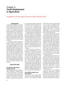 Chapter 5. Youth Employment in Agriculture The Report on the Youth Labor Force was revised in November[removed]Introduction