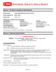 Material Safety Data Sheet Section 1: Product & Company Identification Product Name: