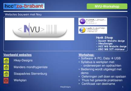 NVU-Workshop  Websites bouwen met Nvu Henk Stoop -