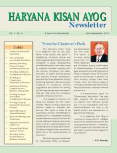 HARYANA KISAN AYOG Newsletter Vol. 1, No. 3  Inside