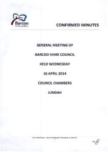 Barcoo  SHIRECOUNClL CONFIRMED MINUTES