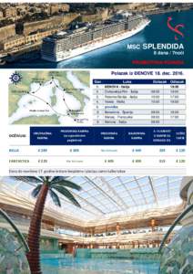 MSC  SPLENDIDA 8 dana / 7noći  PROMOTIVNA PONUDA