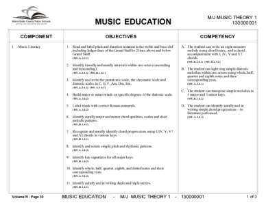 M/J MUSIC THEORY[removed]MUSIC EDUCATION COMPONENT I