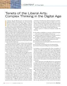 E-Content  [All Things Digital] Tenets of the Liberal Arts: Complex Thinking in the Digital Age