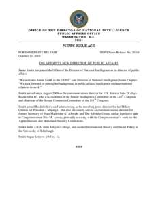 OFFICE OF THE DIRECTOR OF NATIONAL INTELLIGENCE PUBLIC AFFAIRS OFFICE WASHINGTON, D.C[removed]NEWS RELEASE