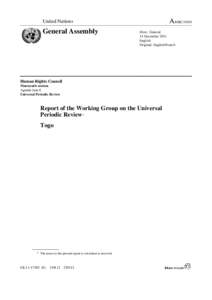 International law / Law / Universal Periodic Review / Togo / United Nations Human Rights Council / International Convention for the Protection of All Persons from Enforced Disappearance / Human Rights Campaign / Optional Protocol to the Convention against Torture and other Cruel /  Inhuman or Degrading Treatment or Punishment / United Nations Convention Against Torture / Human rights instruments / International relations / Human rights