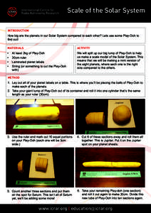 Scale of the Solar System Introduction How big are the planets in our Solar System compared to each other? Lets use some Play-Doh to find out! Materials