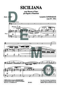 SICILIANA pour Basson et Piano per Fagotto e Pianoforte D