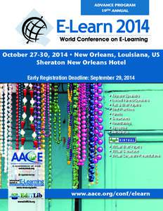 AdvANce prOgrAm 19tH ANNUAL 4 October 27-30, 2014 • New Orleans, Louisiana, US Sheraton New Orleans Hotel