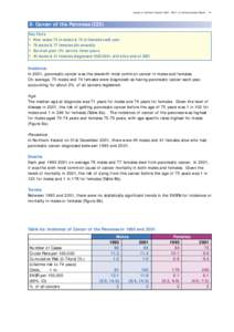 Cancer in Northern Ireland[removed]: A Comprehensive Report  41 8: Cancer of the Pancreas (C25) Key Facts