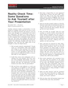 Reality Check Time: Some Questions to Ask Yourself After Your Presentation