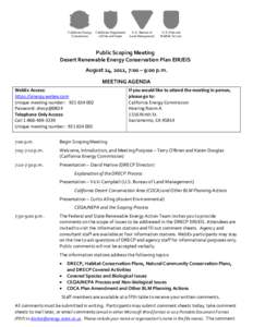 Agenda for the August 24, 2011, Public Scoping Meeting  - Desert Renewable Energy Conservation Plan EIR/EIS