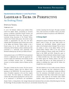 New America Foundation Counterterrorism Strategy Initiative Policy Paper Lashkar-e-Taiba in Perspective An Evolving Threat Stephen Tankel