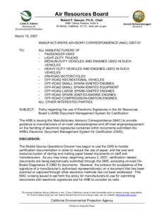 MAC:[removed]MAC #[removed]Policy regarding the use of Electronic Signatures in the Air Resources Board's (ARB) Document Management System for Certification