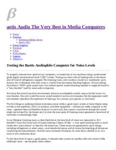 aetis Audio The Very Best in Media Computers Home Products Reference Media Server Baetis XR2 Power Supplies