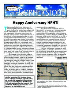 Volume XVII • Issue 4  FALL 2012 Happy Anniversary HPHT!