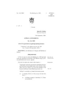 No. 14 ofL.S. The Banking inn Act, 2005.