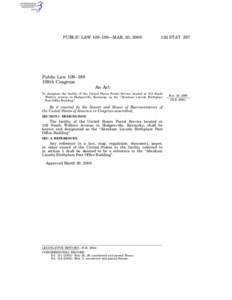 PUBLIC LAW 109–189—MAR. 20, [removed]STAT. 297 Public Law 109–189 109th Congress