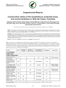 Official journal website: amphibian-reptile-conservation.org Amphibian & Reptile Conservation[removed]Special Section]: 1–18; S1–S24 (e87).