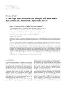 Is End-Stage Ankle Arthrosis Best Managed with Total Ankle Replacement or Arthrodesis? A Systematic Review