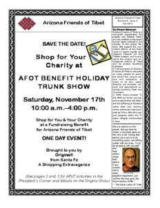 Arizona Friends of Tibet  SAVE THE DATE! Shop for Your Charity at