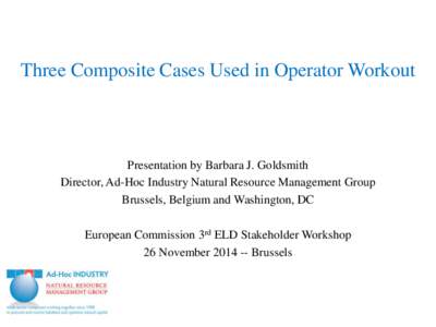 Three Composite Cases Used in Operator Workout  Presentation by Barbara J. Goldsmith Director, Ad-Hoc Industry Natural Resource Management Group Brussels, Belgium and Washington, DC European Commission 3rd ELD Stakeholde