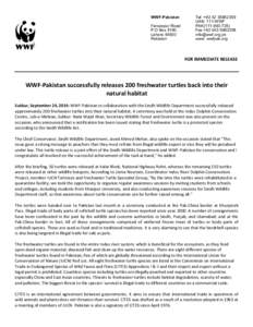 WWF-Pakistan Ferozepur Road P.O Box 5180 LahorePakistan