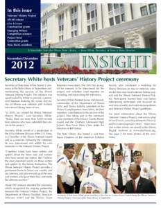 In this issue Veterans’ History Project SPLMI returns Live & Learn Construction grants Emerging Writers