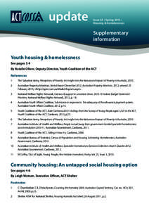 update  Issue 65 • Spring 2013 • Housing & homelessness  Supplementary